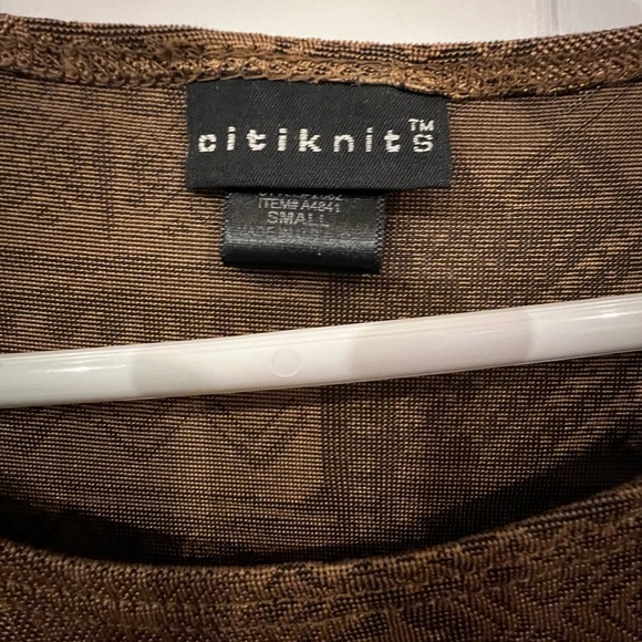 Citiknit Wrap Around Blouse Top, Artsy Geometric Print, Brown, Woman’s Size S - Picture 7 of 7